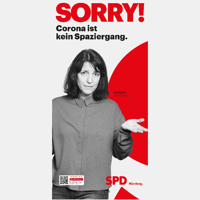 Plakatmotiv SORRY! mit Kerstin Gardill SPD-Vorsitzende Nürnberg